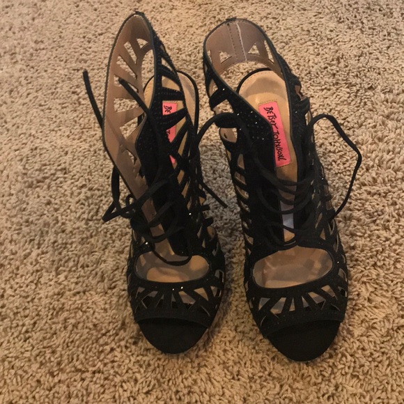 Betsy Johnson Glitz Black Heels - Picture 2 of 4